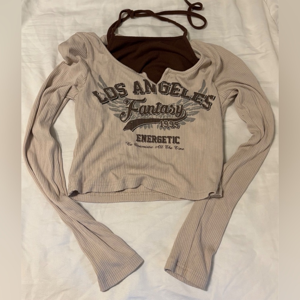 SHEIN *like new* Beige Graphic Long-t
